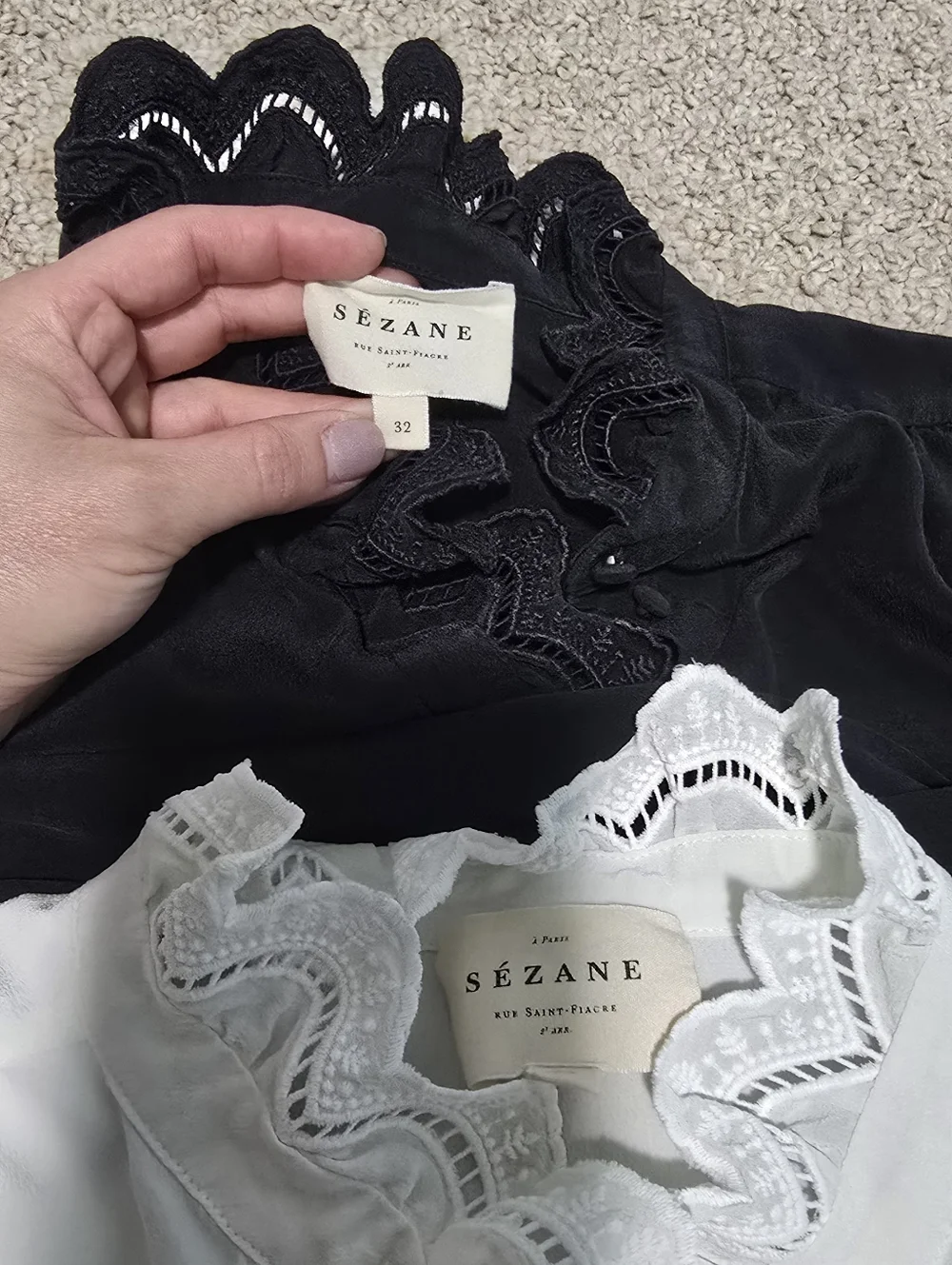 Set Of 2 Sezan Chlo Ruffle Black And Ivory Size 32 Or 00 - Picture 3 of 9